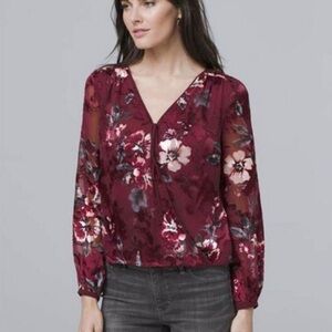 Floral White House Black Market Blouse